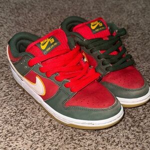 Nike SB Red and Dark Green Sneakers